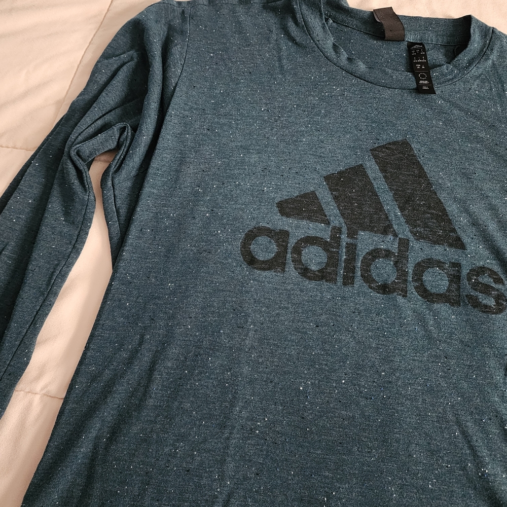 Adidas Blue Long Sleeve with Black Logo - Picture 3 of 4
